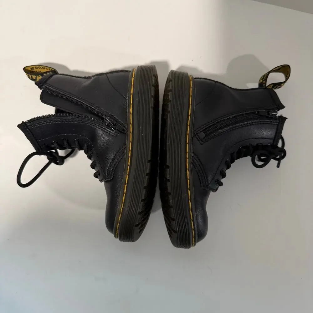 Dr. Martens Zavala Toddler Combat Boots Black Leather 9‎